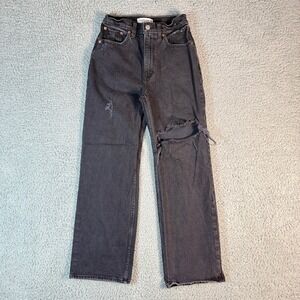 Abercrombie & Fitch 90s Relaxed Jeans Women's 26 Faded Black High Rise Denim